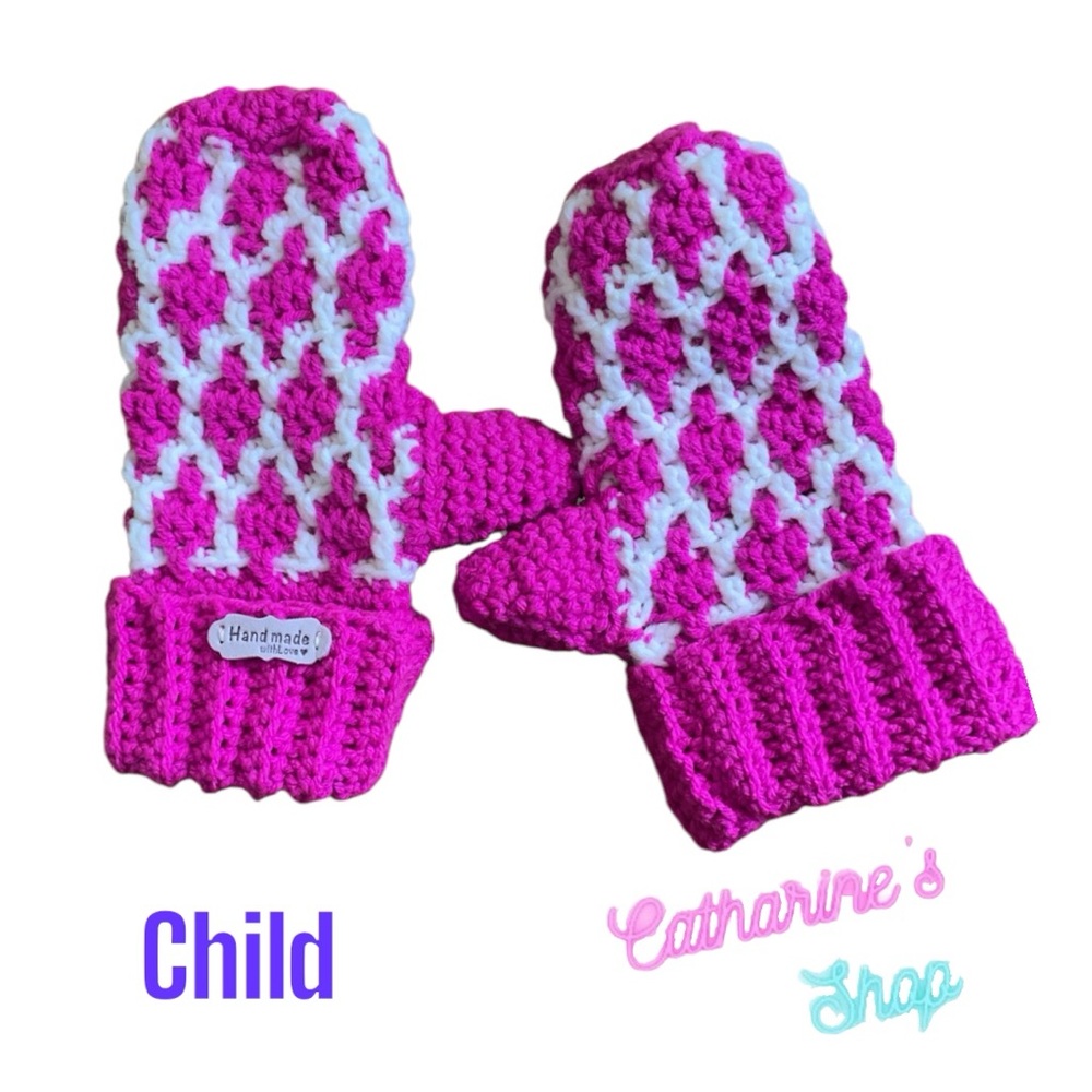 Handmade Crocheted Mosaic Mittens